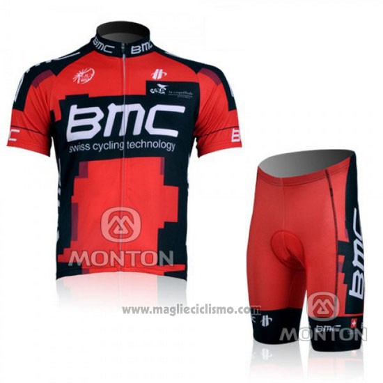 2011 Abbigliamento Ciclismo BMC Rosso e Nero Manica Corta e Salopette